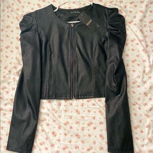 Black Cropped Leather Jacket